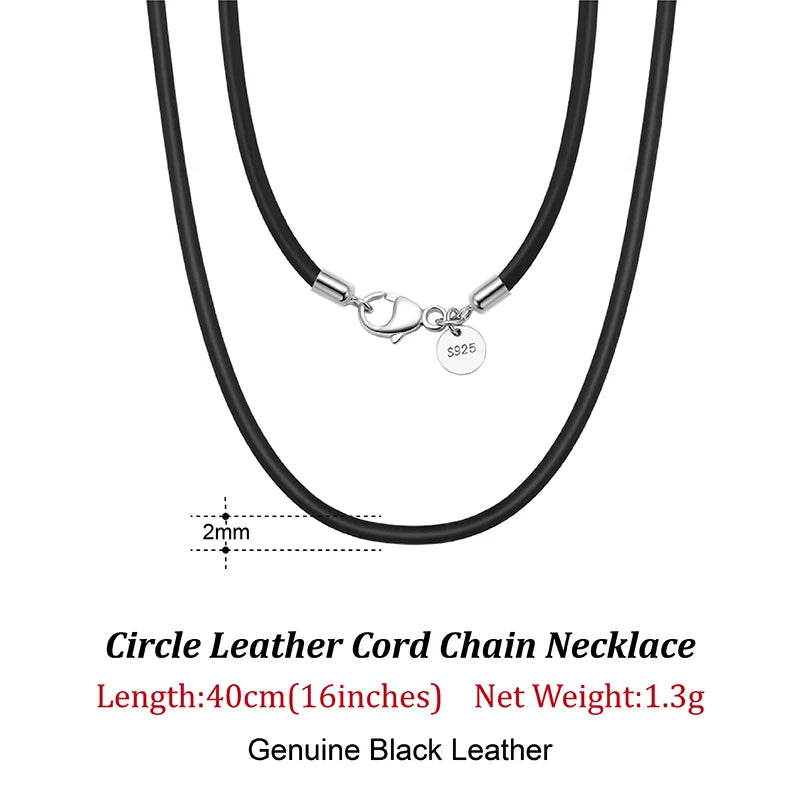 2mm Brown Leather Cord Chain Necklace with 925 Sterling Silver Clasp