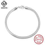 Italian 3mm Snake Chain Bracelet 925 Silver Hand Bracelet Accessories Jewelry