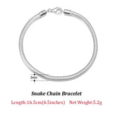 Italian 3mm Snake Chain Bracelet 925 Silver Hand Bracelet Accessories Jewelry