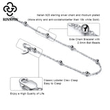 Italian 925 Silver Cable Chain Bracelet With Ball 6.5-8 Inch Size