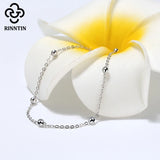 Italian 925 Silver Cable Chain Bracelet With Ball 6.5-8 Inch Size