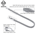 Italian 925 Silver 3mm Mesh Popcorn Chain Bracelet Unisex