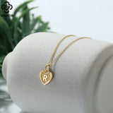Initial Heart Necklace 925 Sterling Silver 14K Plated Pendant