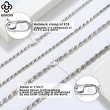 925 Silver Diamond-Cut Rope Chain Necklace Men Women Italian Silver Neck Chain