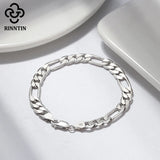 925 Silver Italian 6.5mm Diamond-Cut Link Chain Bracelet Men Women