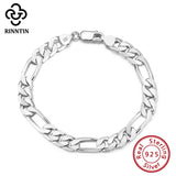 925 Silver Italian 6.5mm Diamond-Cut Link Chain Bracelet Men Women