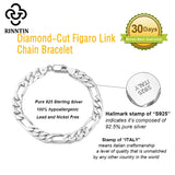 925 Silver Italian 6.5mm Diamond-Cut Link Chain Bracelet Men Women