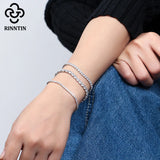 Rinntin Tennis Bracelet 14K Plated 925 Silver CZ 2-4mm
