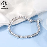 Rinntin Tennis Bracelet 14K Plated 925 Silver CZ 2-4mm