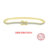 Rinntin Tennis Bracelet 14K Plated 925 Silver CZ 2-4mm