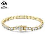Rinntin Tennis Bracelet 14K Plated 925 Silver CZ 2-4mm
