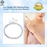 925 Silver Phoenix Tail Chain Bracelet Italian Jewelry SB112