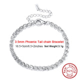925 Silver Phoenix Tail Chain Bracelet Italian Jewelry SB112