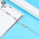 925 Sterling Silver Heart Shape CZ Stone Rose Bracelet