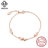 925 Sterling Silver Heart Shape CZ Stone Rose Bracelet