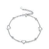 925 Sterling Silver Heart Shape CZ Stone Rose Bracelet