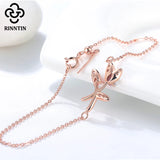 925 Sterling Silver Leaf Zirconia Bracelet for Women