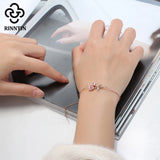 925 Sterling Silver Leaf Zirconia Bracelet for Women