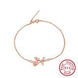 925 Sterling Silver Leaf Zirconia Bracelet for Women