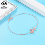 925 Sterling Silver Leaf Zirconia Bracelet for Women