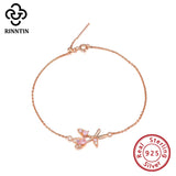 925 Sterling Silver Leaf Zirconia Bracelet for Women
