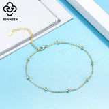 925 Silver Plated Ball Bead Anklet Chain Girls Gift