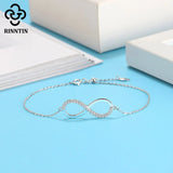 925 Silver Infinity Love Bracelet Women Bangle Wedding Jewelry Gift