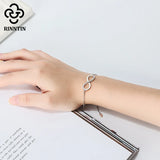 925 Silver Infinity Love Bracelet Women Bangle Wedding Jewelry Gift