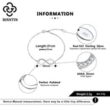 925 Silver Infinity Love Bracelet Women Bangle Wedding Jewelry Gift