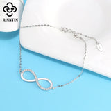 925 Silver Infinity Love Bracelet Women Bangle Wedding Jewelry Gift