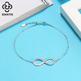 925 Silver Infinity Love Bracelet Women Bangle Wedding Jewelry Gift