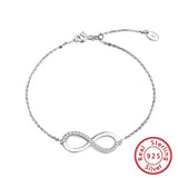 925 Silver Infinity Love Bracelet Women Bangle Wedding Jewelry Gift