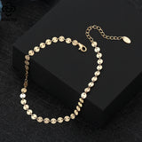 925 Sterling Silver Round Plate Chain Anklets for Women