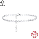 925 Sterling Silver Round Plate Chain Anklets for Women