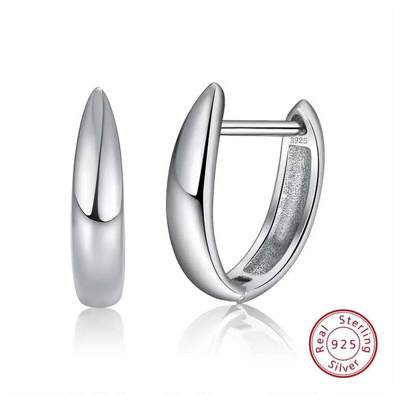 925 Sterling Silver 15mm Hoop Earrings for Women Girl Minimalist Round Earings