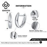 925 Sterling Silver 15mm Hoop Earrings for Women Girl Minimalist Round Earings