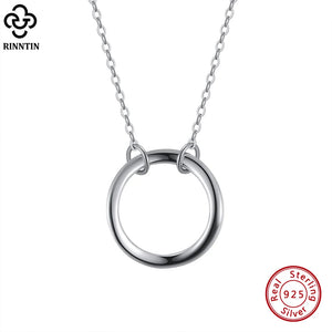 Minimalist 925 Sterling Silver Round Pendant Necklace APN06