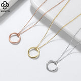 Minimalist 925 Sterling Silver Round Pendant Necklace APN06