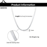 925 Silver 1.8mm Herringbone Chain Necklace Punk Jewelry