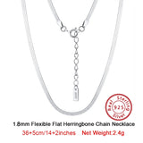 925 Silver 1.8mm Herringbone Chain Necklace Punk Jewelry
