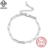 925 Sterling Silver Hammered Chain Bracelet - Punk Silver 925 Jewelry