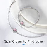 925 Silver Spin Clover Bracelet with Cubic Zirconia SB110