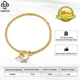 Italian Silver Braided Chain Bracelet 14K Plated for Women