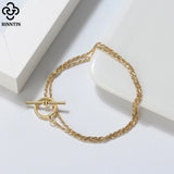Italian Silver Braided Chain Bracelet 14K Plated for Women