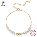 925 Silver 14k Bracelet with Natural Baroque Pearl for Women