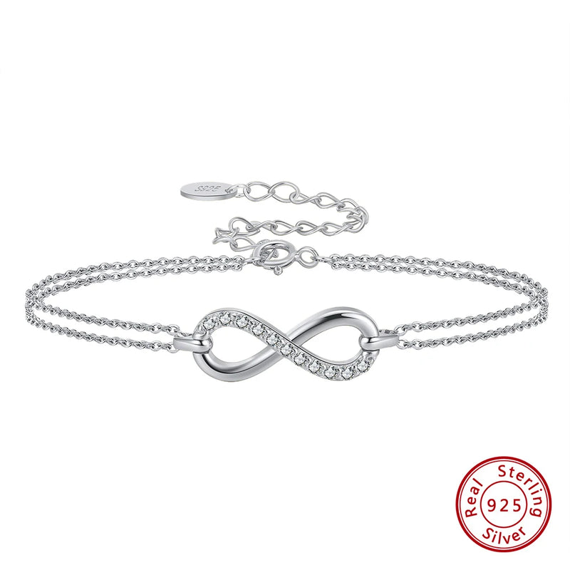 925 Silver Infinity Love Charm Bracelet Gift for Wife Women Jewelry