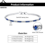 Women's Sterling Silver Tennis Bracelet with Cubic Zirconia 6.5 - 7.5 Inch