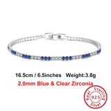 Women's Sterling Silver Tennis Bracelet with Cubic Zirconia 6.5 - 7.5 Inch