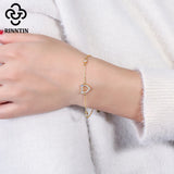 Rinntin 14K Plated 925 Silver Heart Charm Bracelet for Women