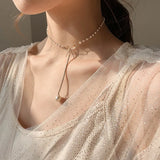 Long Necklace with Immortal Pearl Bow for Women